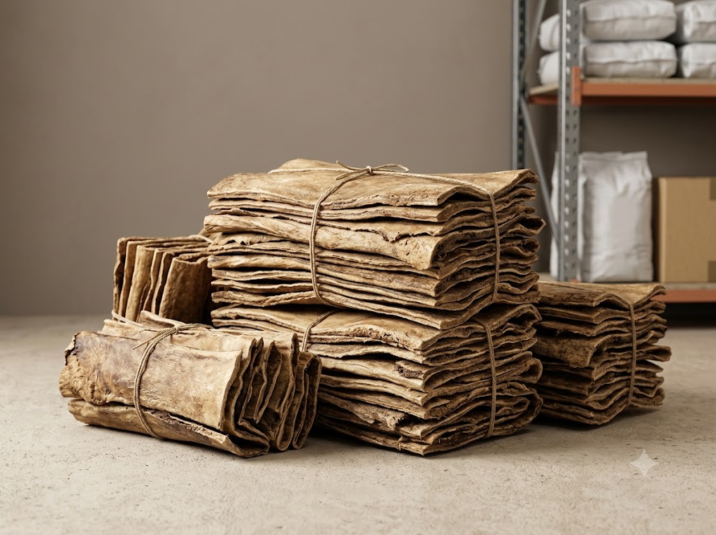 Buffalo dried splits prepared for industrial applications