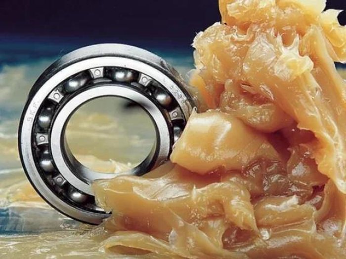 Industrial grease applied to a bearing assembly