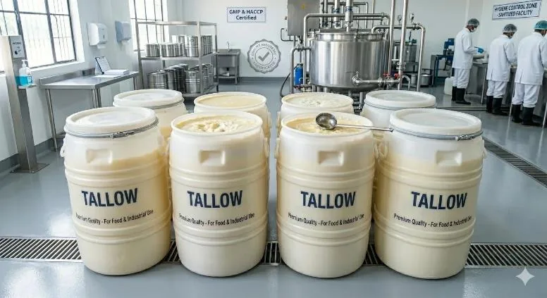 Industrial tallow prepared for commercial applications